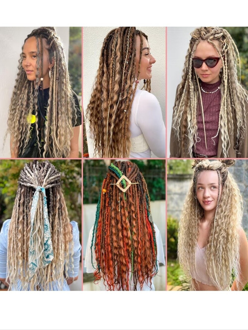 Leeven | 30 Strands Double Ended Dreadlock Extensions 24" Synthetic Boho Copper - Picture 6 of 7